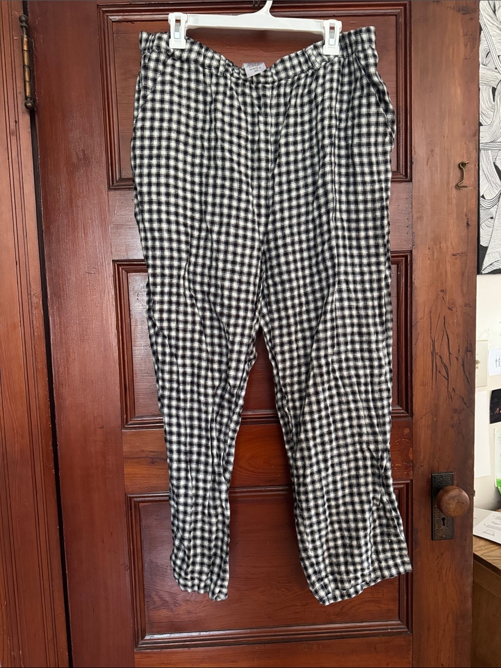 Quince linen Black & White Check Casual Pants